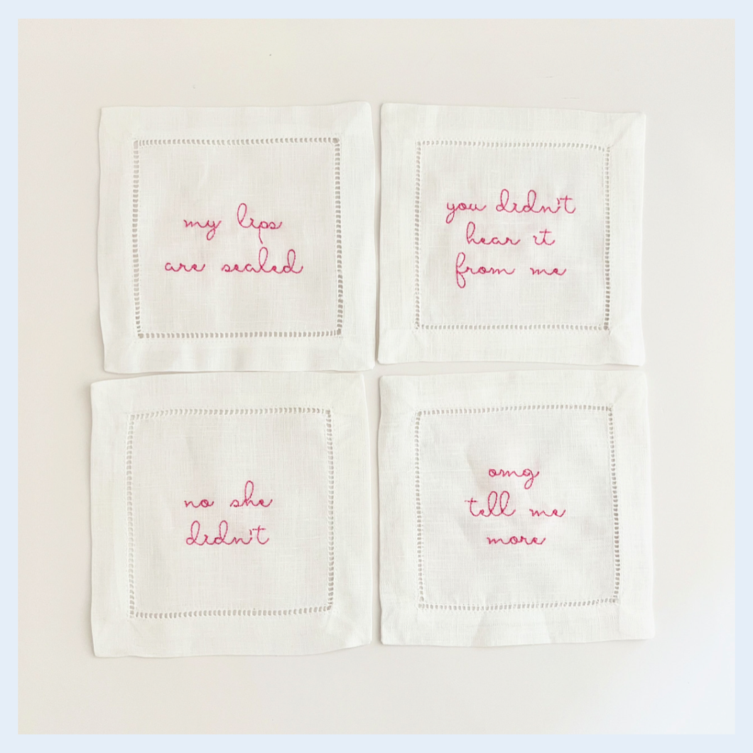 Girls Gossip Cocktail Napkins, Set of 4