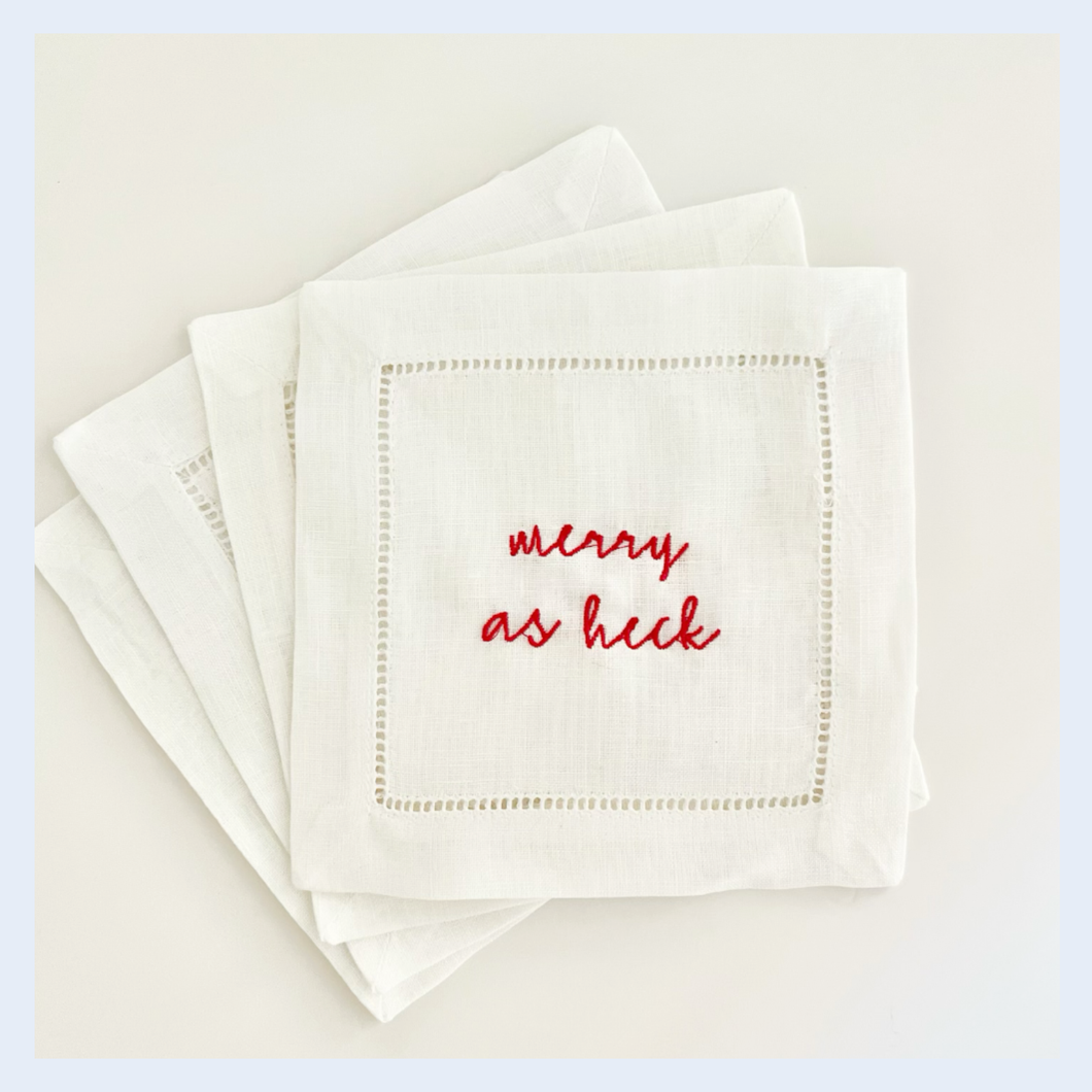 Merry as Heck Cocktail Napkins, Set of 4